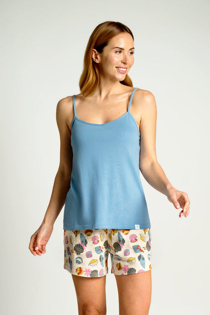Pijama mujer corto tirantes algodón Seashell | MUYDEMI - Ysabel Mora
