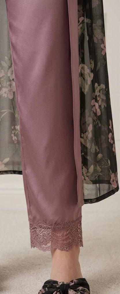 Pijama de mujer elegante de 3 piezas con bata floral | NUVELLA
