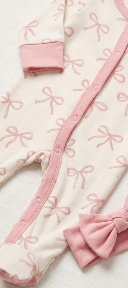 Pijama mujer camisero algodón lazos rosa | NUVELLA